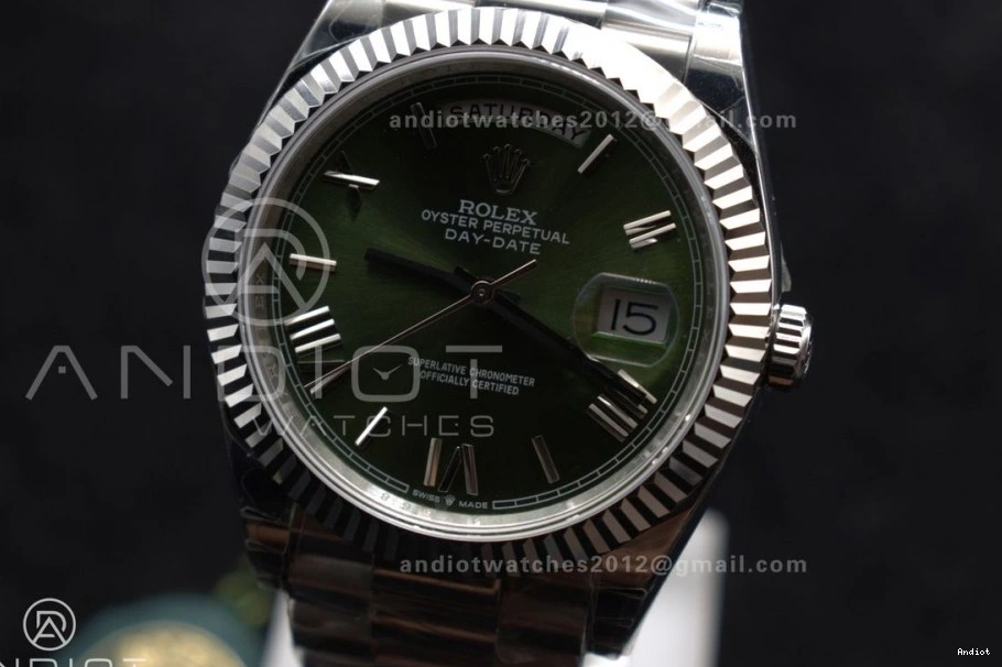 Dial Green on GSF Bracelet DayDate SS Bezel A2836 Gain 40 Roman President Weight 0418